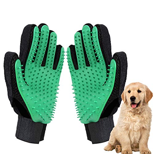 ETHEL Manopla Masaje para Mascotas, Mascota Guante de Aseo, Guantes de Masaje para Perros/Gatos, para Perros y Gatos con Pulseras de Velcro Ajustables para un Mejor Ajuste (Verde)