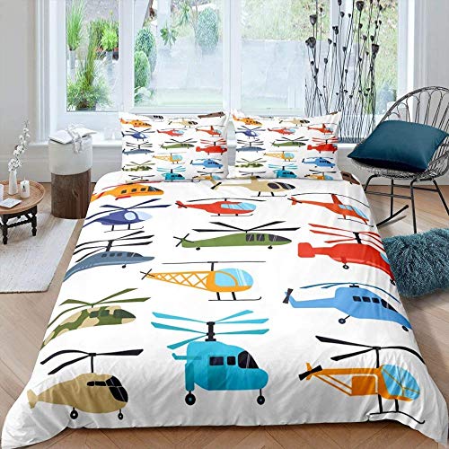 Fadaseo Ropa De Cama 3D Animal Patrón De Helicóptero De Color Juego De Ropa De Cama 3 Piezas Poliéster Microfibra Fresco Estilo Juego De Fundas De Edredón Incluye 1 Funda Nórdica Y 2 Fu（220 X 230 Cm）