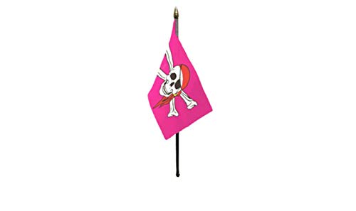 Flagmania® Bandera de pirata rosa de 15,24 x 10,16 cm