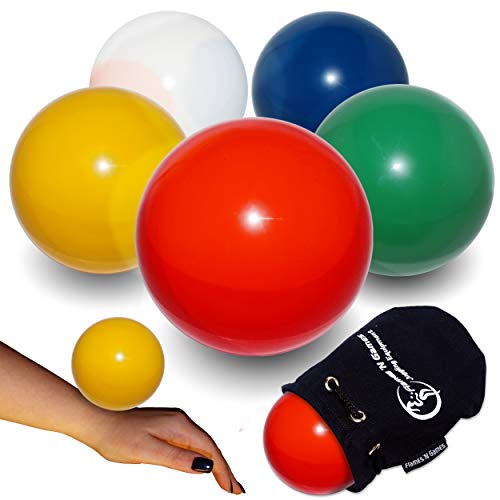 Flames N Games - Pelota de contacto de práctica + bolsa de gamuza – Pelotas Pro Contact para todos los niveles – Disponible en 3 tamaños y 5 colores (amarillo, 80 mm)