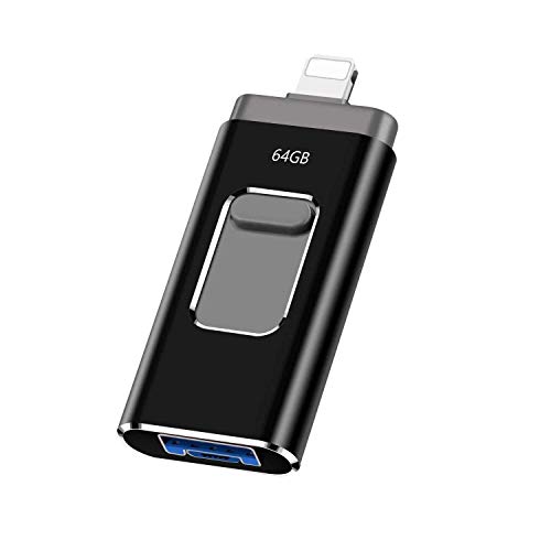Foraer Pendrive 64GB Memoria USB para iPhone/PC/Android/Touch ID Portátil 3 en 1 Flash Drive USB 3.0 (64gb)