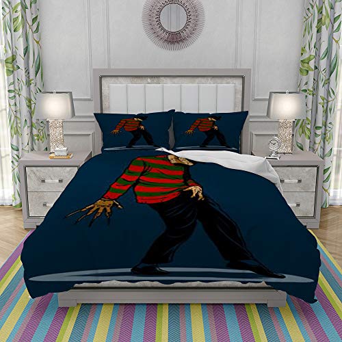 FOURFOOL Juego de Funda nordica,Ropa de Cama,Pesadilla en ELM Street Freddy Krueger (25),Microfibra,Edredon 140x200cm con 2 Fundas de Almohada 50x75cm