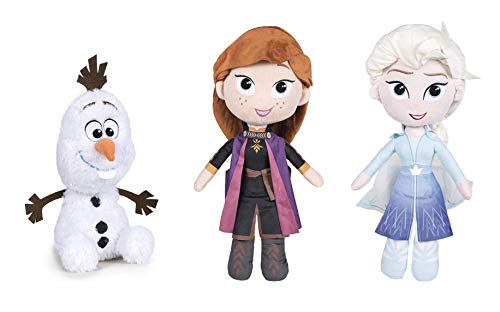 FS Peluches Frozen 2 Princesas y Olaf. Calidad Super Soft (28CM, Pack 3 Modelos)