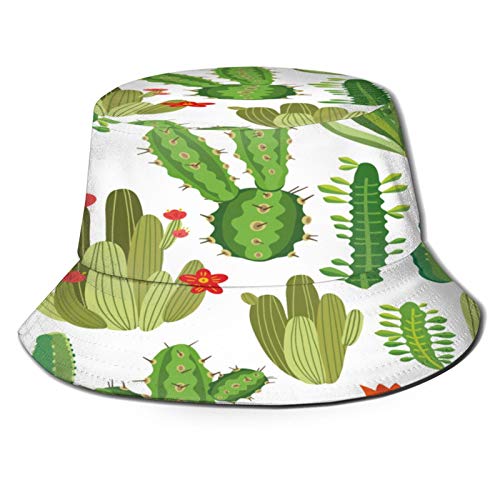 fudin Sombrero de Pescador Unisex Ilustración Botánica Cactus Peruano Vector Transparente Plegable De Sol/UV Gorra Protección para Playa Viaje Senderismo Camping