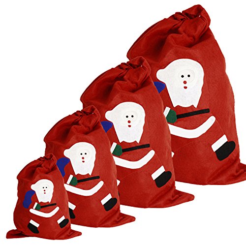 Gabkey Saco de Rojo Bolsas de Regalo con la Cara Linda de Santa Claus para Envolver Regalos de los niños para la decoración de Caramelo 4 tamaño