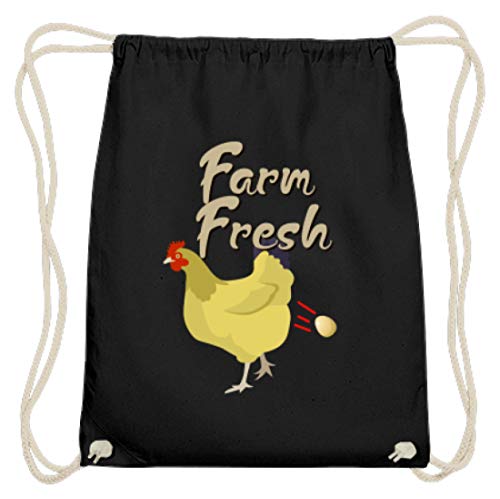 generisch Farm Fresh – Ei viene de la gallina disparada – Algodón Gymsac, color Negro, tamaño 37cm-46cm