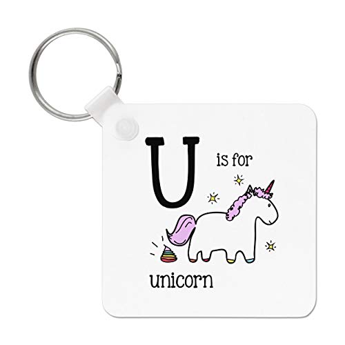 Gift Base® Letra U es para Unicorn Llavero Clave Cadena