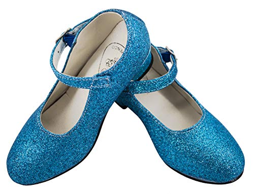 Gojoy shop- Zapato con Tacón de Danza Baile Flamenco o Sevillanas para Niña y Mujer, 5 Colores Disponibles (P- Azul Clara, 25)