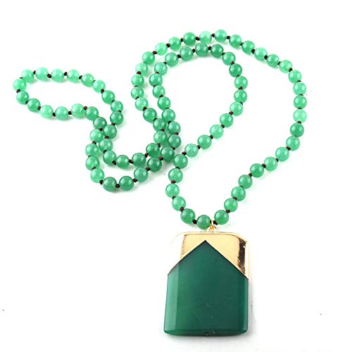 guodong Joyería Bohemia De Moda, Piedras Verdes/Rosas Fuertes, Collares con Colgante De Piedra Anudada para Mujer, Collar Étnico, Regalo del Día De La Madre