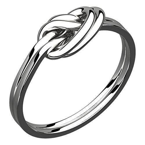 GWG Jewellery Anillos Mujer Regalo Anillo Sencillo Plata de Ley Doble Nudo Celta de Amor - 6 para Mujeres