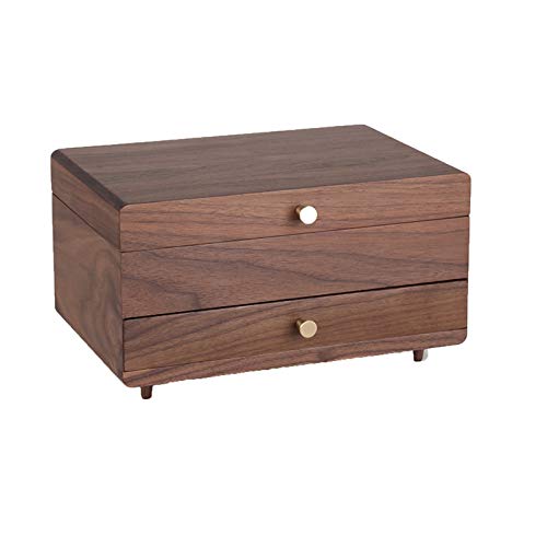 GYMEIJYG Caja De Reloj ，Algodón Interior De Madera Maciza Mango De Latón Macizo Fondo Elevado Multifunción Y Gran Capacidad Estilo Nórdico 3 Estilos (Color : Brown-A, Size : 30X20X17cm)