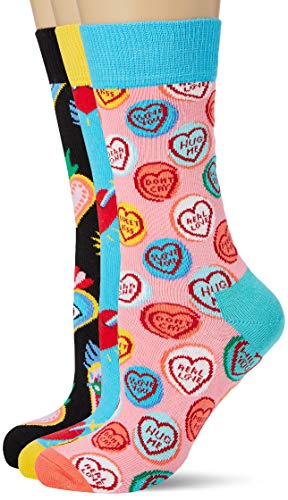 Happy Socks I Love You Gift Box Calcetines, Multicolor (Multicolour 100), 4/7 (Talla del fabricante: 36-40) (Pack de 3) para Mujer