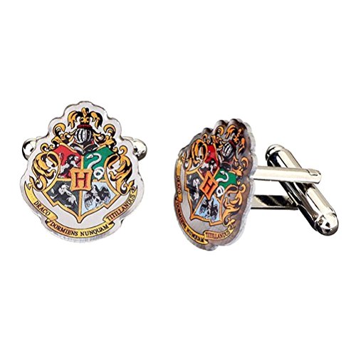 HARRY POTTER Hogwarts Crest Plata Plateado Gemelos