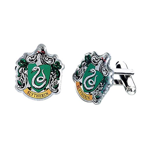 HARRY POTTER Slytherin Crest Plata Plateado Gemelos