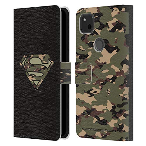 Head Case Designs Oficial Superman DC Comics Camuflaje Logotipos Carcasa de Cuero Tipo Libro Compatible con Google Pixel 4a