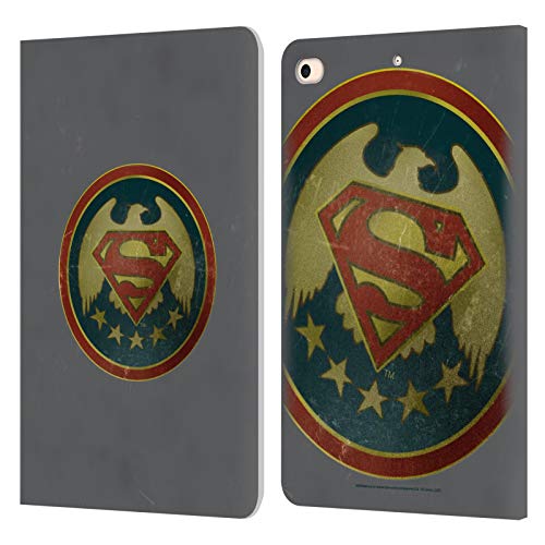 Head Case Designs Oficial Superman DC Comics Insignia angustiada Logotipos Carcasa de Cuero Tipo Libro Compatible con Apple iPad Mini (2019)