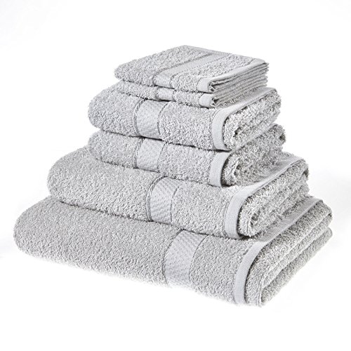 Highliving ® Juego de 10 Toallas Bale 500 gsm algodón Egipcio (Plata)