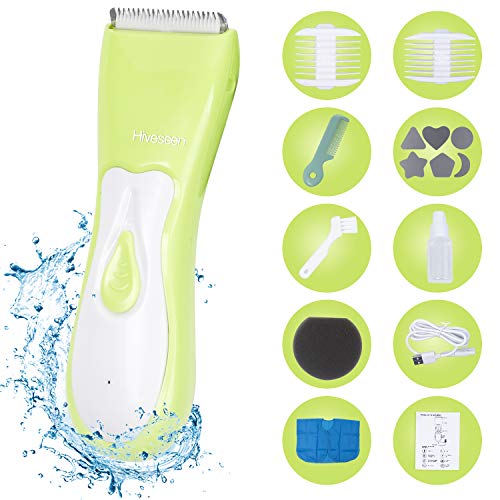 Hiveseen Cortar Pelo para Bebe, Silencioso, USB Recargable Cortapelo Bebe Profesional con Hoja de Cerámica Segura y Tapa de Silicona