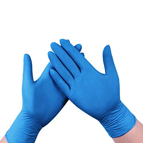 Hizek 100 piezas guantes azul, sin polvo de talco, sin látex, antialérgicos, resistentes al desgaste,M