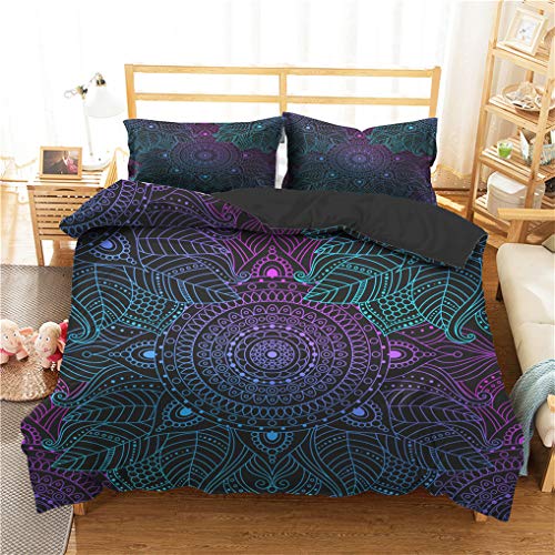 HNHDDZ Boho Lecho Indio Mandala Bohemia Exótico Azul Rosado Púrpura Amarillo Mezclar y Combinar Funda Nórdica y Funda de Almohada, Niña Microfibra (Estilo 3,220x240 cm - Cama 150 cm)