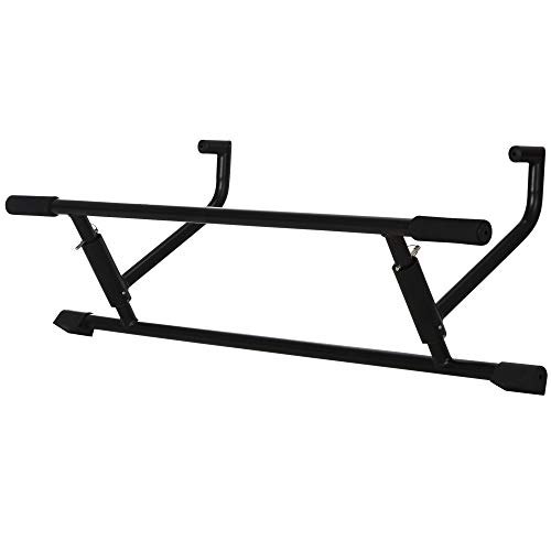 HOMCOM Barra de Pullup Plegable Barra de Dominadas Ajustable para Puerta Múltiple Uso para Ejercicios de Acero 102x35x25 cm Carga 110 kg Negro