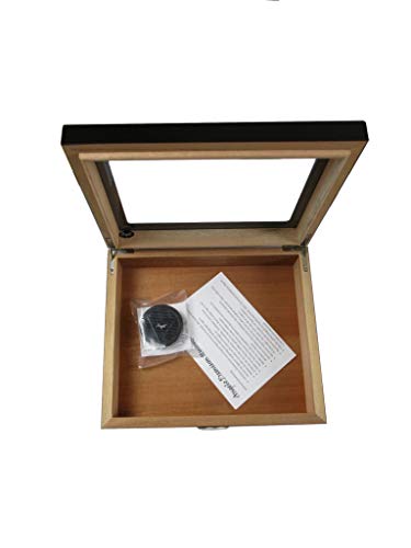 Humidor - Cigarros Humidificador para 25 cigarros (con Tapa de Cristal e higrómetro) Negro