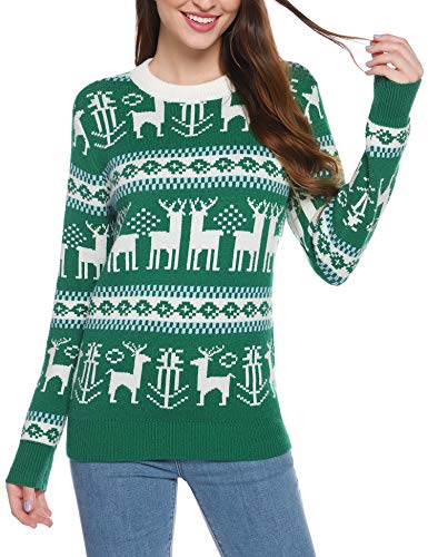 iClosam Suéter Navideño Manga Larga Originales Suelto Deportiva Casual Ugly Christmas Sweater Blusa