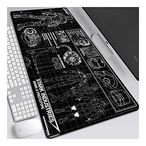 Iron Man Alfombrilla Raton Anime Gaming Mouse Pad XXL 800x300x3 mm,Impermeable con 3mm Base de Goma Antideslizante,Special-Textured Superficie para Ordenador, PC y Laptop, F