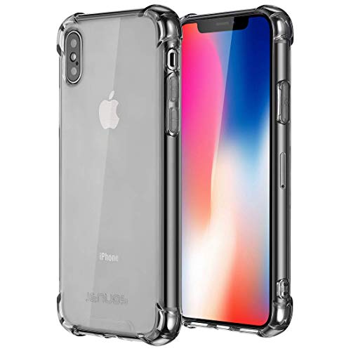 Jenuos Funda iPhone X/iPhone XS, Transparente Suave Silicona Protector TPU Anti-Arañazos Carcasa Cristal Caso Cover para Apple iPhone X/XS iPhone 10 - Gris (IX-TPU-GY)