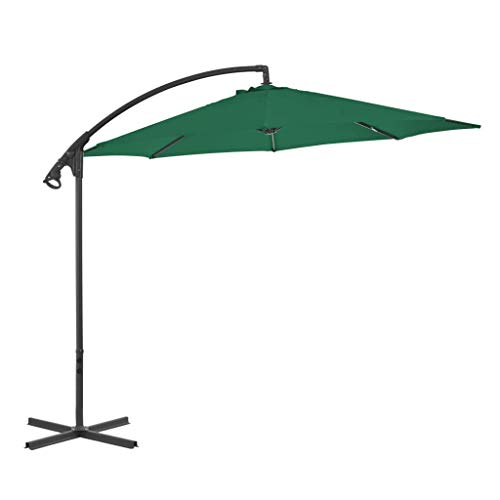 JNMDLAKO Paraguas voladizo con Poste de Acero 300cm Parasol de Exterior Verde Parasol de Exterior Parasol de Exterior