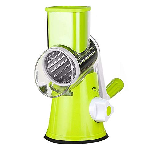 Jorzer Cheese Grater Manual Rotary Vegetable Slicer Fruit Shredder Drum Grater con 3 Acero Inoxidable Rotary Set Verde