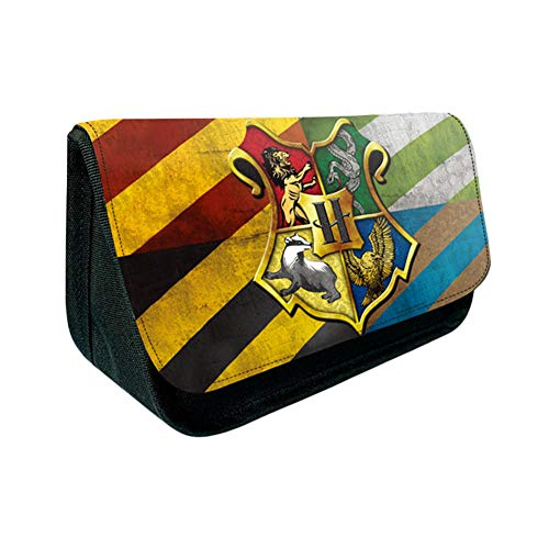 JPYH Harry Potter Estuche para Lápices, Portátil de Gran Capacidad, Caja de Almacenamiento de Papelería de Lona con 2 Neceser con Cremallera