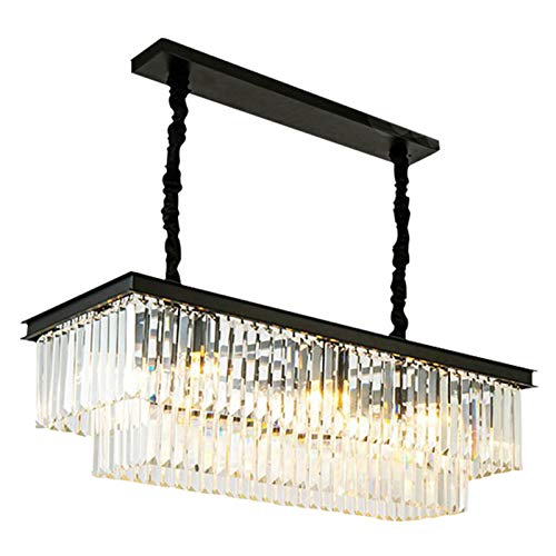 JSKK Posmoderno Cristal Lámpara De Araña,Nórdico Metálica Lámpara Colgante,E14 Lujo Cristal Lámpara Plafón,Restaurante Dormitorio Hotel Luces-Negro 34x11inch