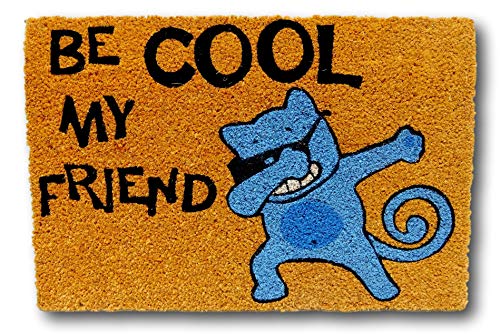 koko doormats felpudos Entrada casa Originales, Fibra de Coco y PVC, Felpudo Exterior Gato BE Cool MY Friend, 40x60x1.5 cm | Alfombra Puerta Entrada casa Exterior | Felpudos Divertidos para Puerta