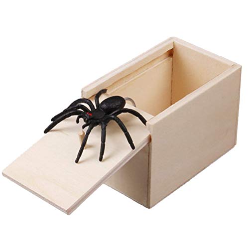 Kooshy Caja de araña de Broma de Madera, Caja Sorpresa, Caja de Madera pequeña de Terror Divertido, araña aterradora para niñas para niños, Adultos, Regalos de Fiesta