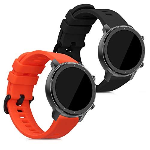 kwmobile 2X Pulsera Compatible con Xiaomi Huami Amazfit GTR (47mm) / GTR 2 - Brazalete de Silicona Negro/Rojo sin Fitness Tracker