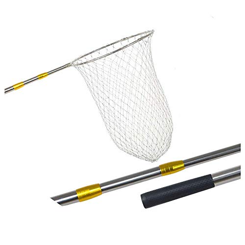 La red de pesca plegable, combinada con un conjunto completo de acero inoxidable de varilla telescópica se puede colocar al bolsillo de la red de pescado, 5 tamaños son redes de aterrizaje opcionales