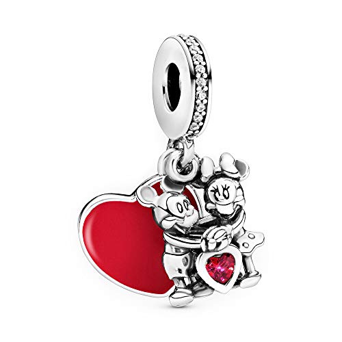 LaMenars Disney Mickey & Minnie Mouse Love Charm se adapta a pulseras Pandora 925 cuentas de plata para mujer, collares colgantes para el día de la madre, cumpleaños, regalo de Navidad