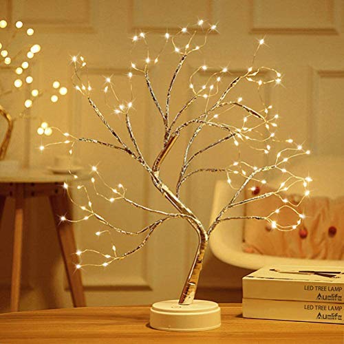 lampara de arbol,lampara led bonsai,Luz de árbol bonsái de mesa, árbol de hadas, árbol de espíritu, luz artificial, lámpara de árbol para decoración de hogar, dormitorio, escritorio,