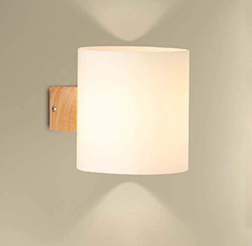 Lámpara De Pared Moderna De Madera De Roble E27 Base Art Deco Luz De Pared Applique De Vidrio-Pantalla Iluminación De Lavado De Pared Para Dormitorios Cabecera Salón Comedor