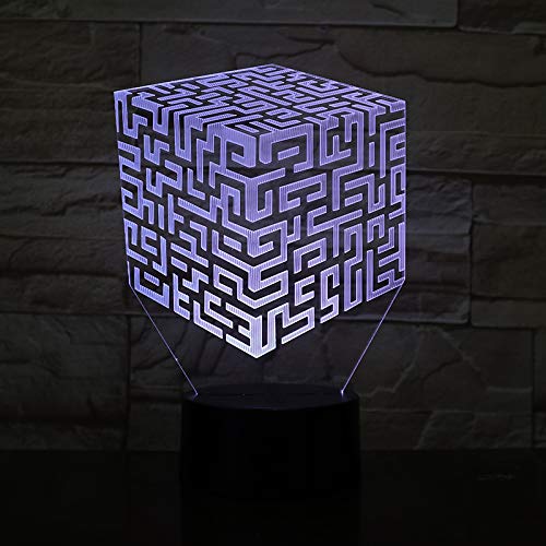 Lampara LED Cubo Laberinto Puzzle Cambia Color USB Luz Nocturna