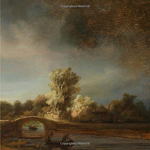 Landscape with a stone bridge, Rembrandt van Rijn. Blank journal: 150 blank pages, 8,5 x 8,5 inch (21.59 x 21.59 centimeters) Soft cover.  (Paper notebook, composition book)