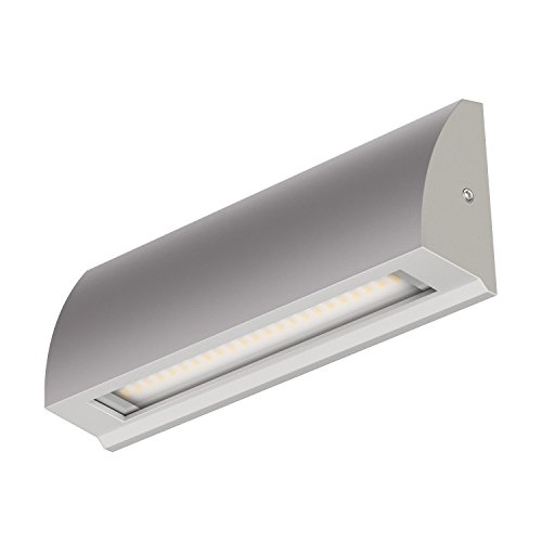 ledscom.de LED de pared Luz de escalera Segin para interior y exterior, plana, de superficie, gris plateado, blanco frío, 400lm