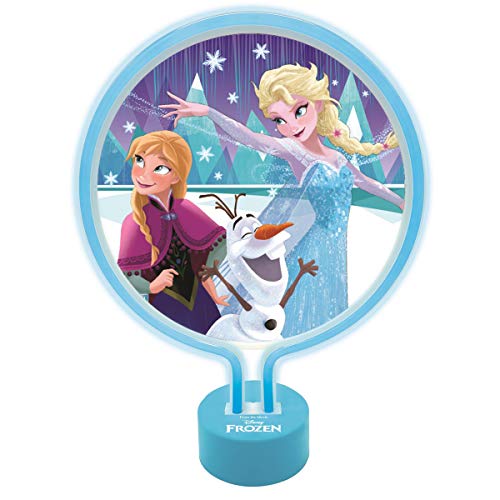 LEXIBOOK Disney Lámpara de Neón, luz Nocturna para Las niñas admiradoras de Frozen, azul-LTP100FZ, Color Azul