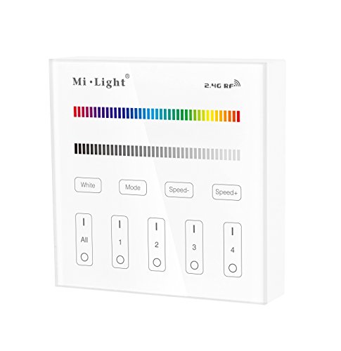 LIGHTEU®, Contrôleur de panneau à écran tactile intelligent mural sans fil 2,4 W RF 4 zones RGBW AC 90-120V Fonctionne uniquement avec les lumières LED de la série Mi-Light RGBW, T3