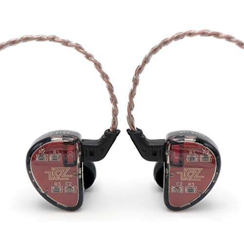 LINSOUL KZ AS10 5BA - Auriculares in-ear estéreo de alta resolución con cable de 2 pines de 0,75 mm, cinco controladores de armadura equilibrada, cancelación de ruido (con micrófono, negro)