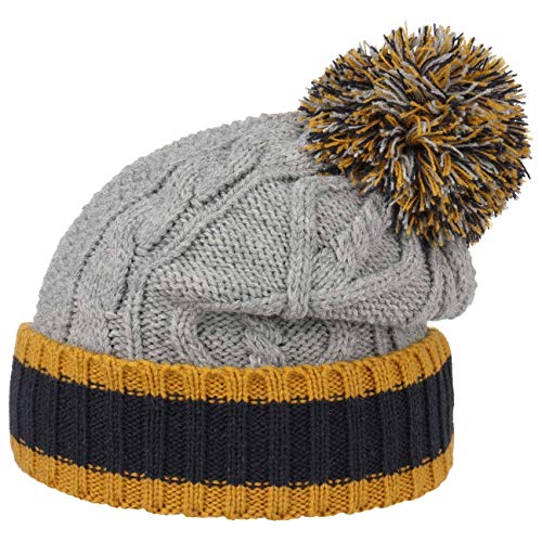 Lipodo Gorro con Pompón Tricolour Mujer/Hombre - Vuelta de Invierno Beanie Vuelta, Forro otoño/Invierno - Talla única Gris