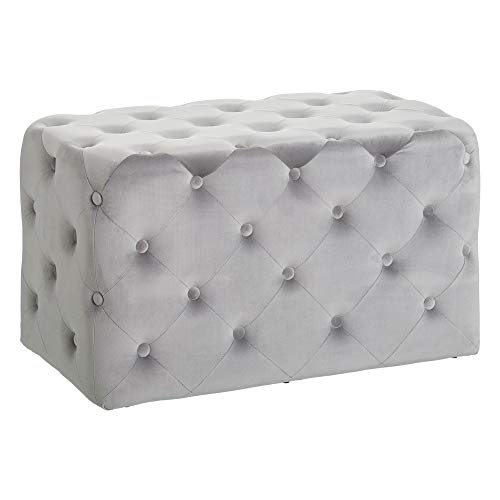 Lola Home Banco capitoné de Terciopelo de 70x37x40 cm (Gris)