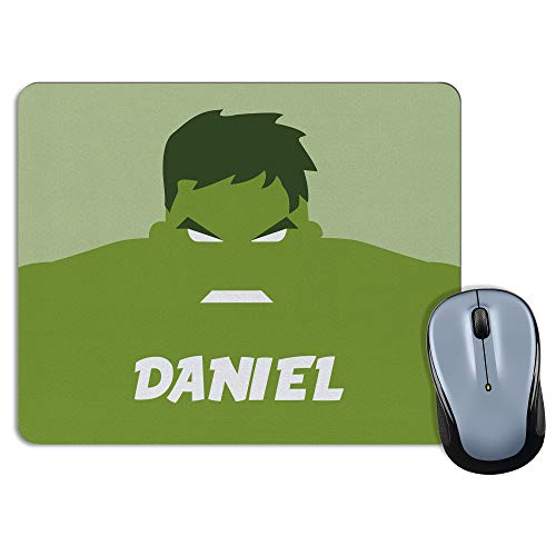 LolaPix Alfombrilla Raton Hulk Personalizada con Nombre. Regalos Personalizados Superhéroes. Varios Modelos. Forma Rectangular. Rectangular. Hulk