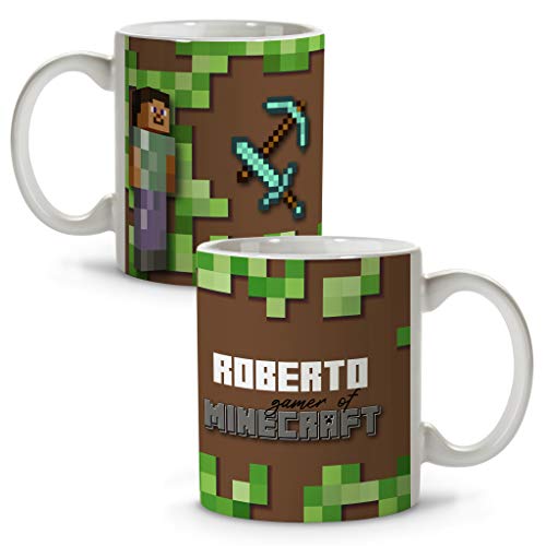 LolaPix Taza Minecraf. Tazas Personalizadas. Regalo Friki. Tazas Originales con Nombre. Minecraf